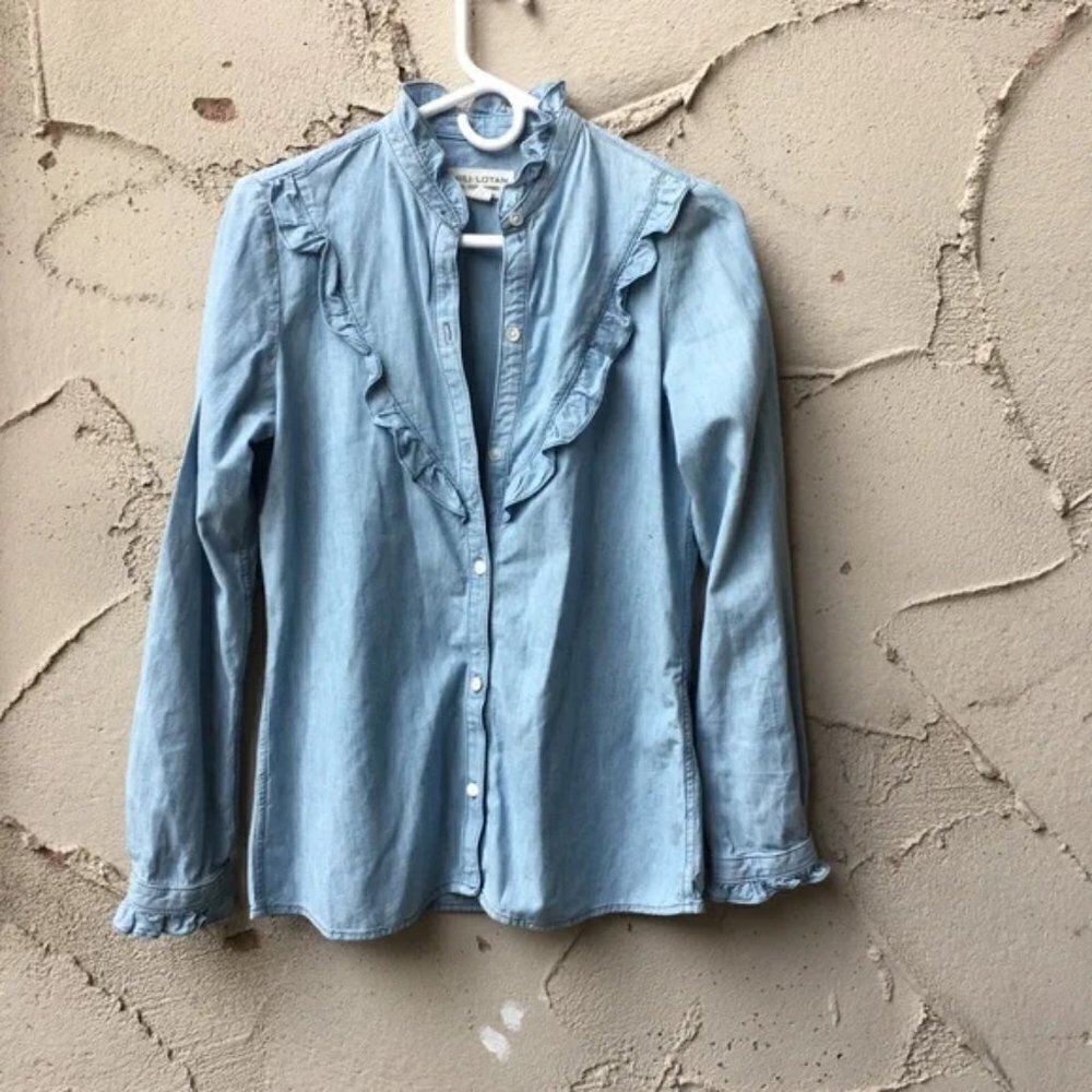 Nili Lotan Marcela Shirt Blouse in Chambray Wash Size S - Picture 4 of 9